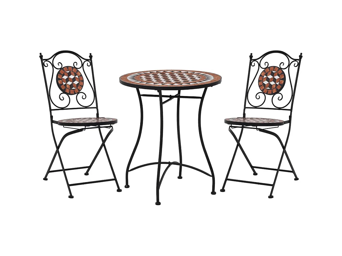 Mobilier de bistro 3 pcs mosaïque Carreau céramique Terre cuite 2