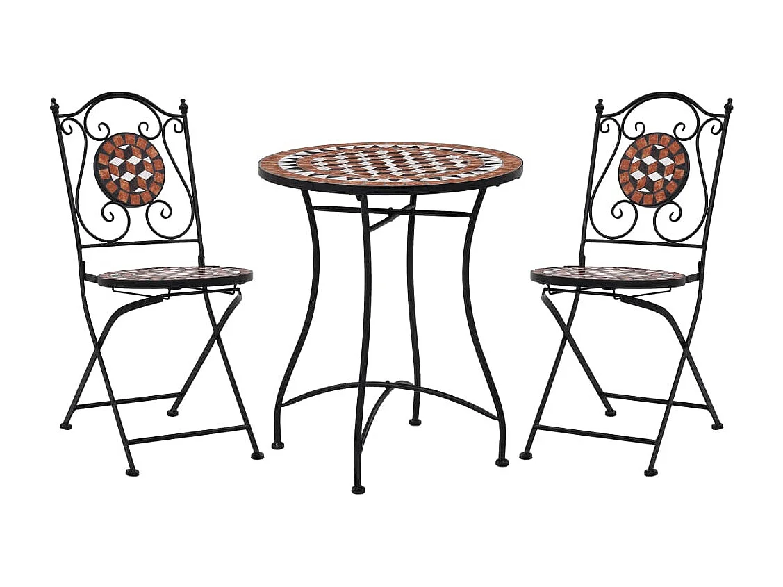 Mobilier de bistro 3 pcs mosaïque Carreau céramique Terre cuite 2