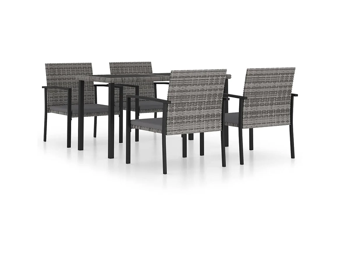 Ensemble de salle à manger de jardin 5 pcs Résine tressée Gris 4