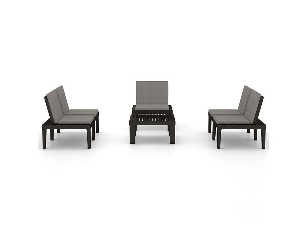 Salon de jardin 4 pcs avec coussins Plastique Gris