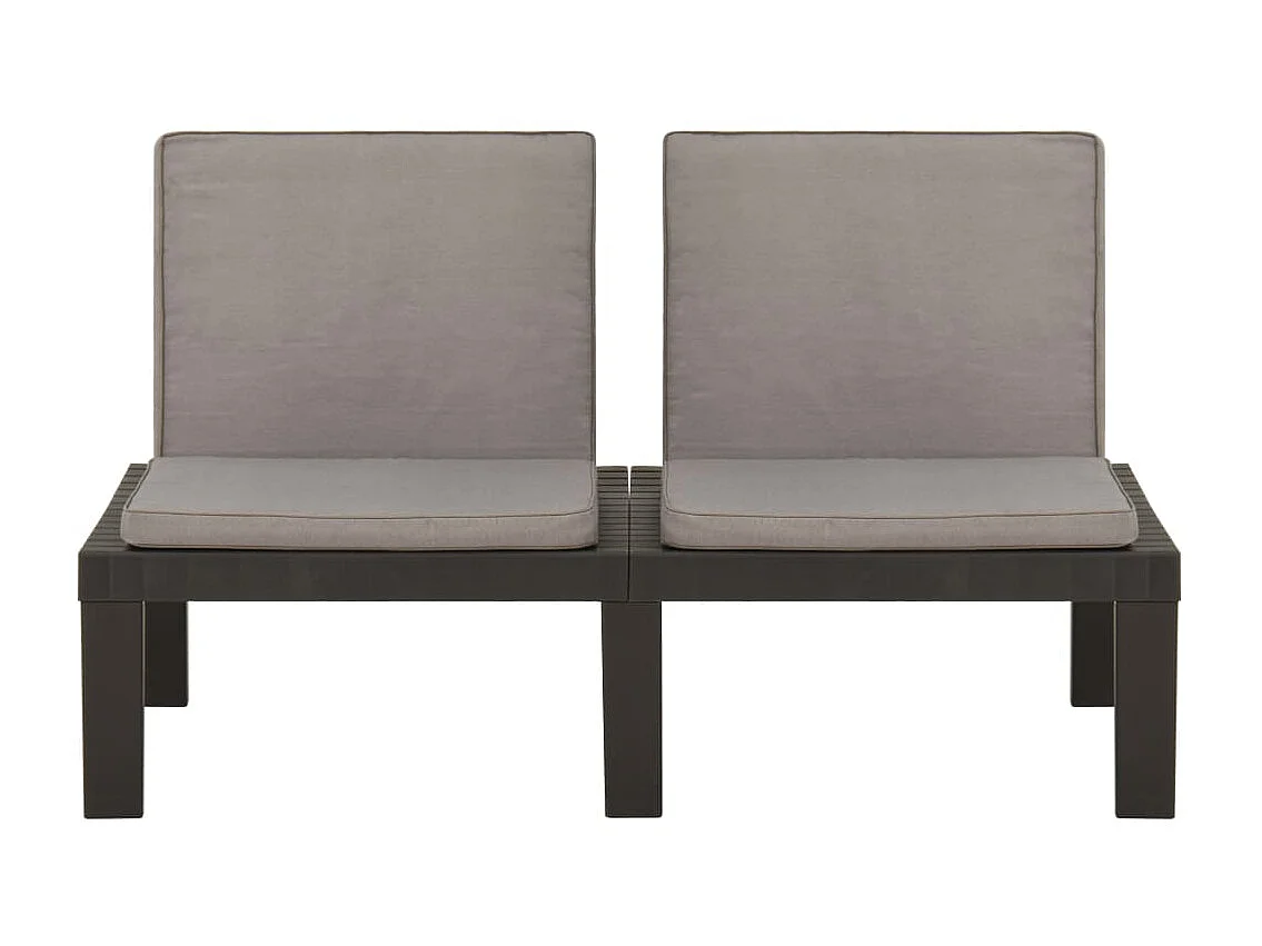 Salon de jardin 4 pcs avec coussins Plastique Gris