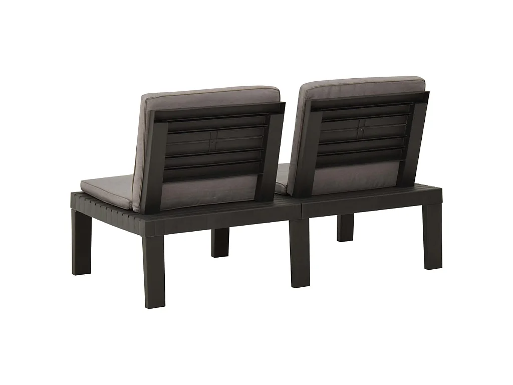 Salon de jardin 4 pcs avec coussins Plastique Gris