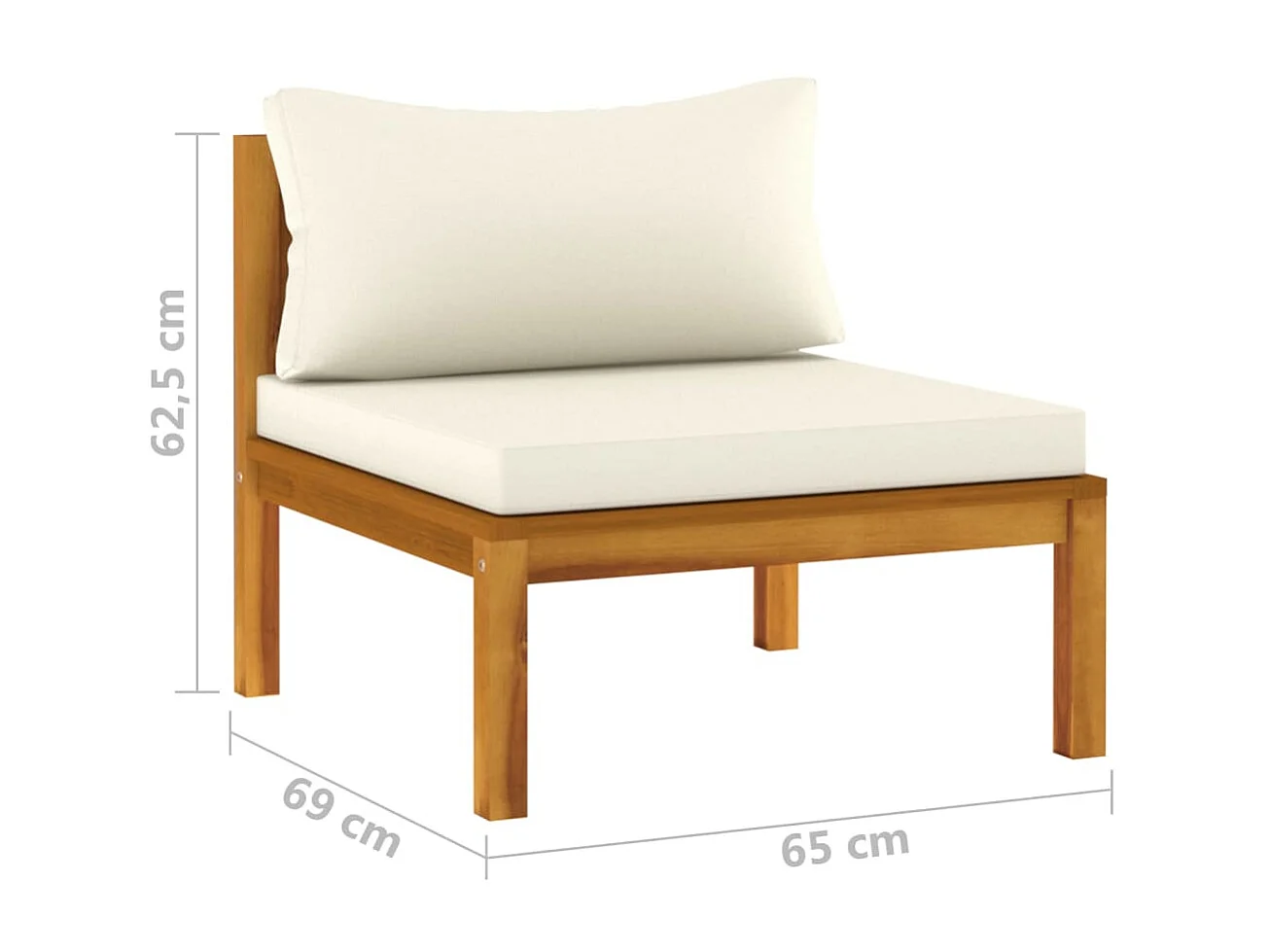 Canapé de jardin 4 places et coussin crème Bois d'acacia massif