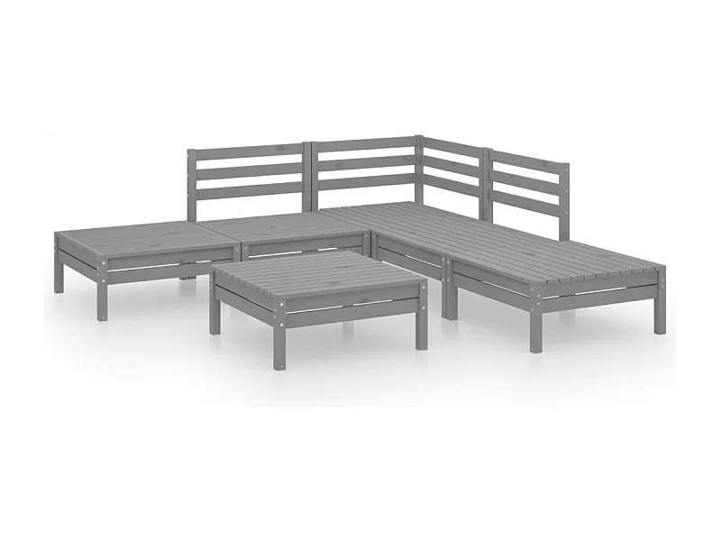 Salon de jardin 6 pcs Bois de pin massif Gris 9