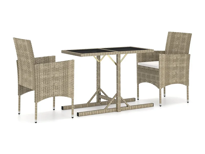 Ensemble de salle à manger de jardin 3 pcs Beige 7