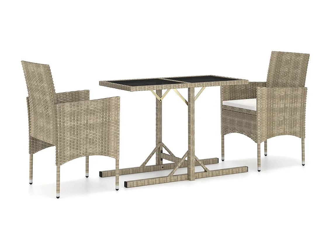 Ensemble de salle à manger de jardin 3 pcs Beige 7