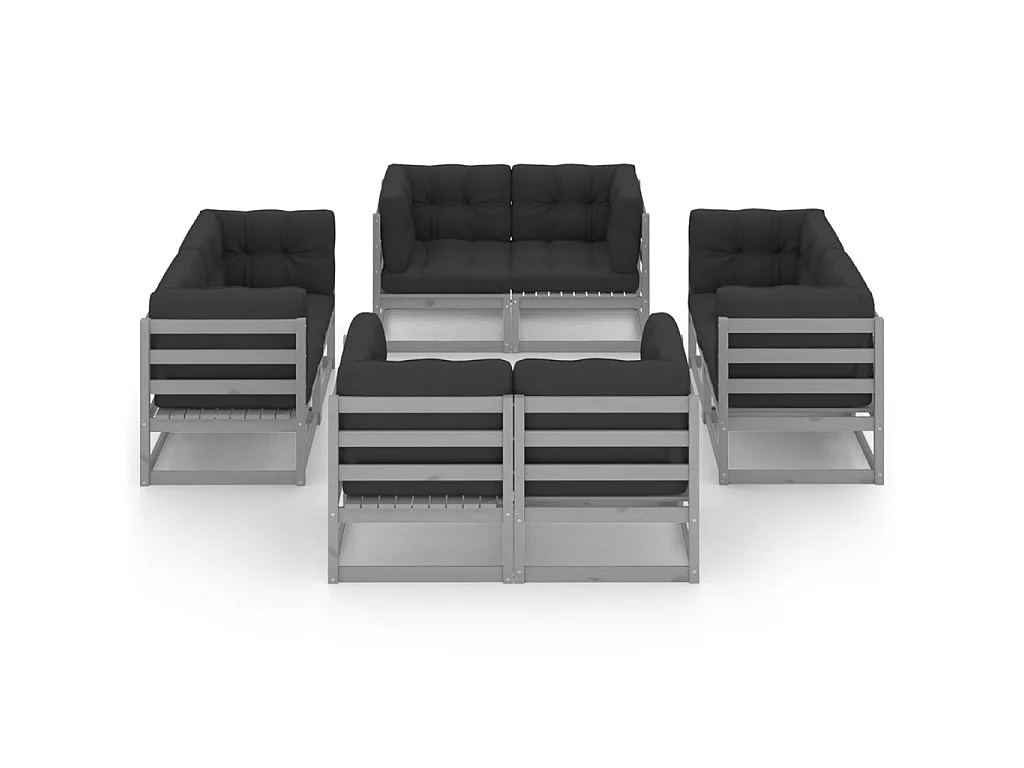 Salon de jardin 8 pcs avec coussins Bois de pin massif 69