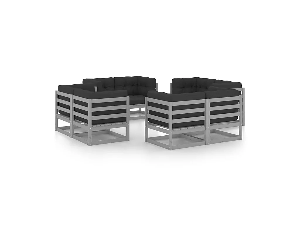 Salon de jardin 8 pcs avec coussins Bois de pin massif 69