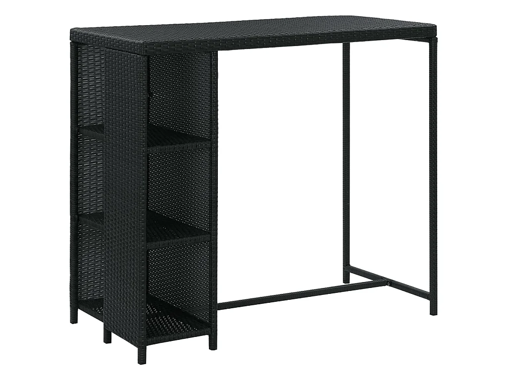 Meuble de bar de jardin 5 pcs et coussins Résine tressée Noir 3