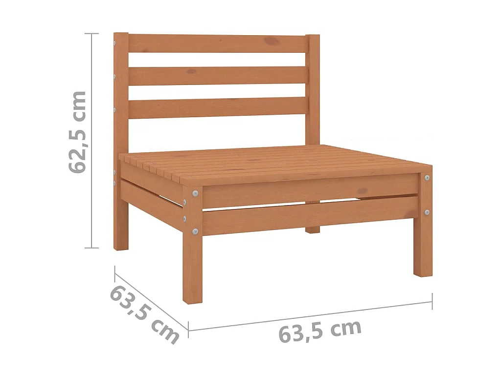 Canapés centraux de jardin 4 pcs Marron miel Bois de pin massif