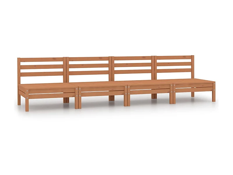 Canapés centraux de jardin 4 pcs Marron miel Bois de pin massif