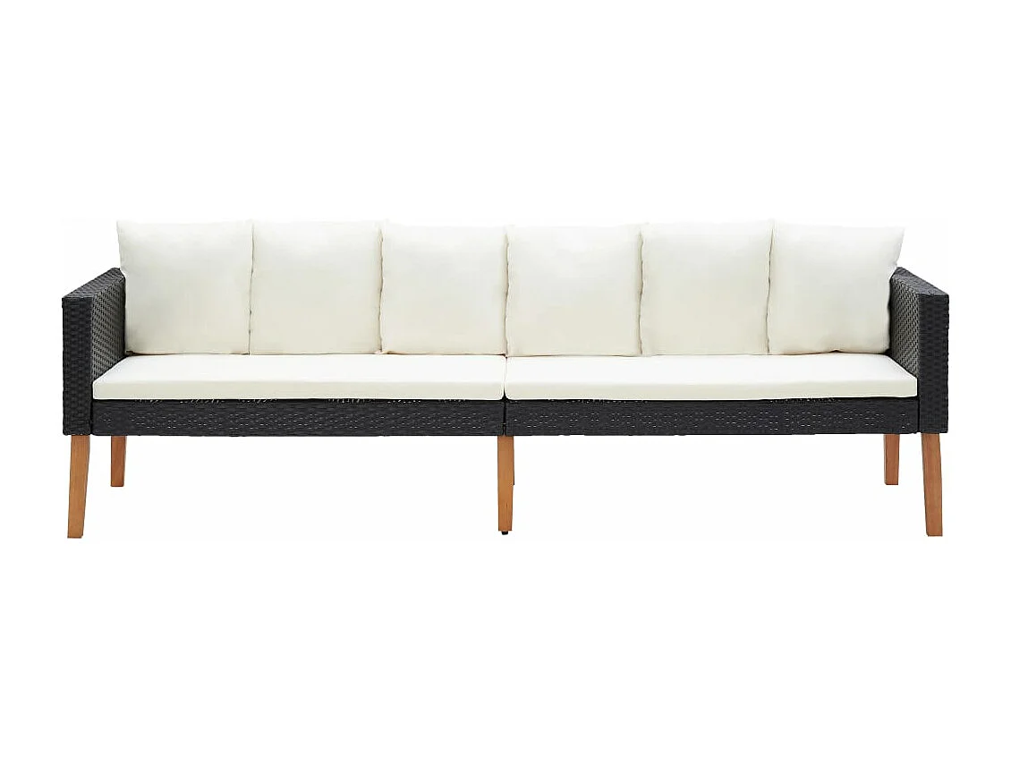 Salon de jardin 3 pcs avec coussins Résine tressée Noir 13