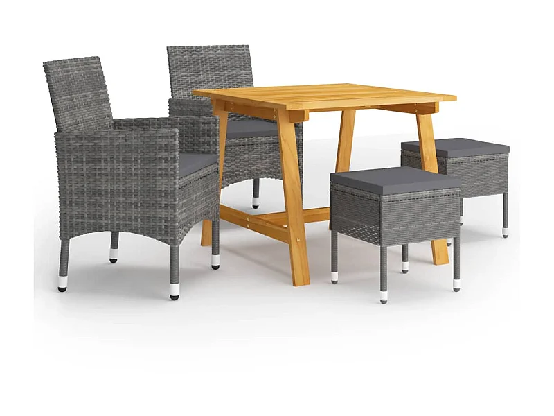 Ensemble de salle à manger de jardin 5 pcs Gris 11