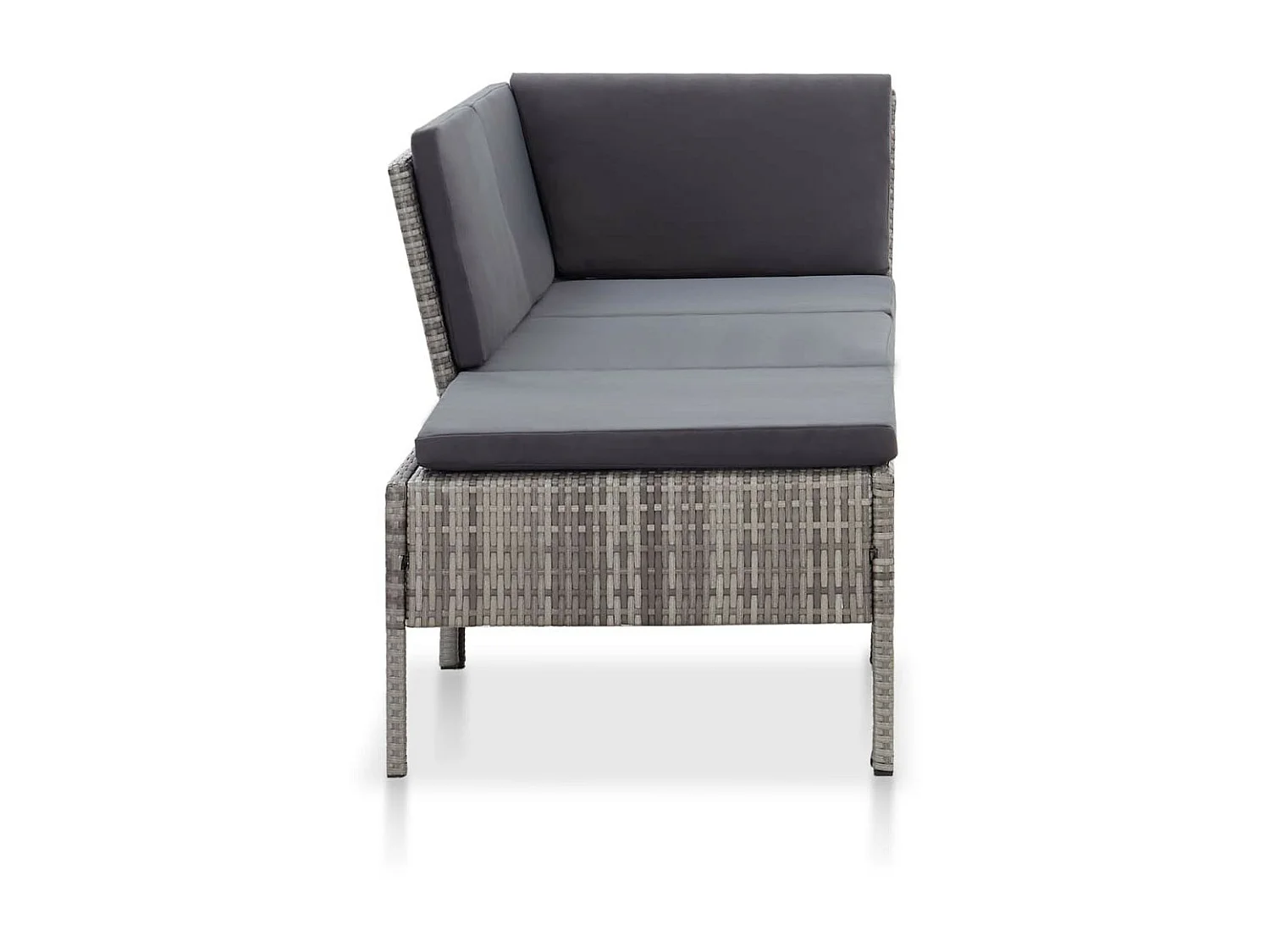 Salon de jardin 3 pcs avec coussins Résine tressée Gris 7