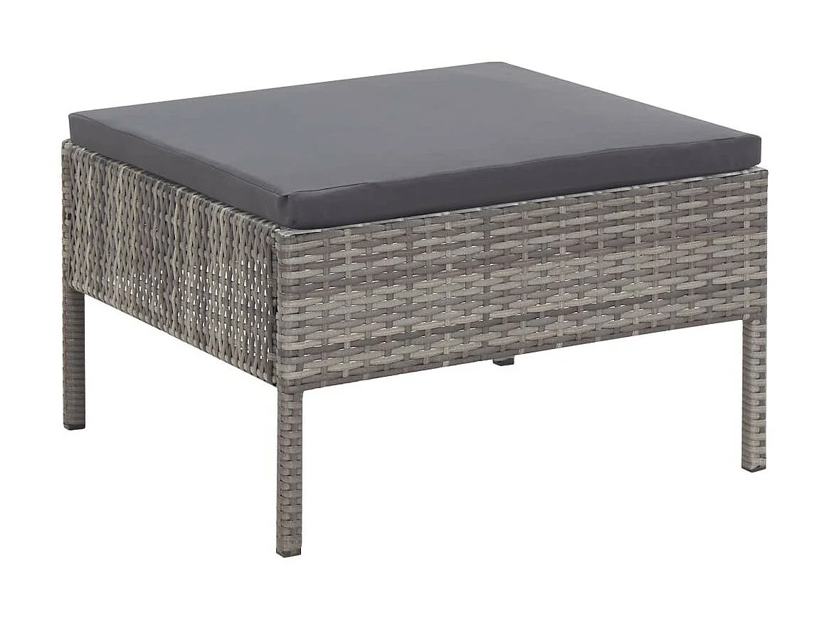 Salon de jardin 3 pcs avec coussins Résine tressée Gris 7