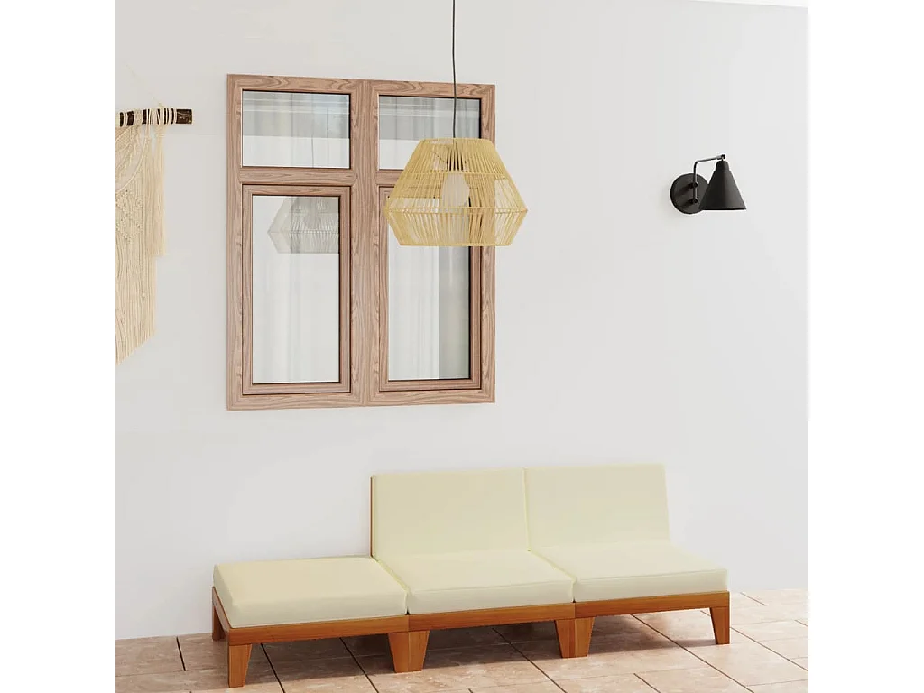 Salon de jardin 3 pcs avec coussins Bois d'acacia solide 12