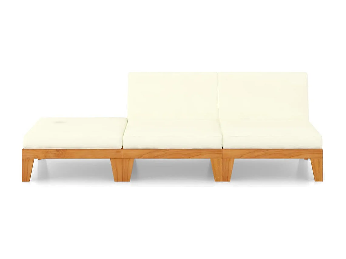 Salon de jardin 3 pcs avec coussins Bois d'acacia solide 12