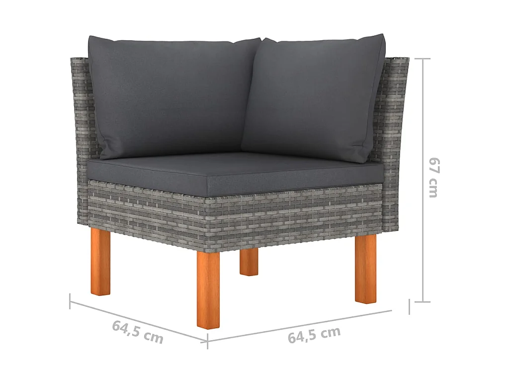 Salon de jardin 8 pcs avec coussins Résine tressée Gris 34