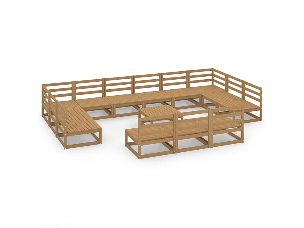 Salon de jardin 14 pcs Bois de pin massif 12