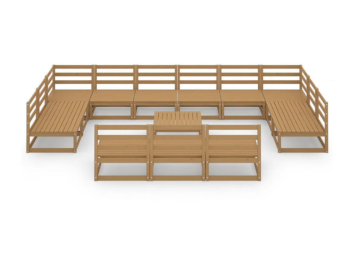 Salon de jardin 14 pcs Bois de pin massif 12