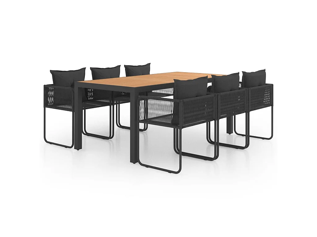 Salon de jardin 7 pcs PVC Résine tressée Noir et marron 2