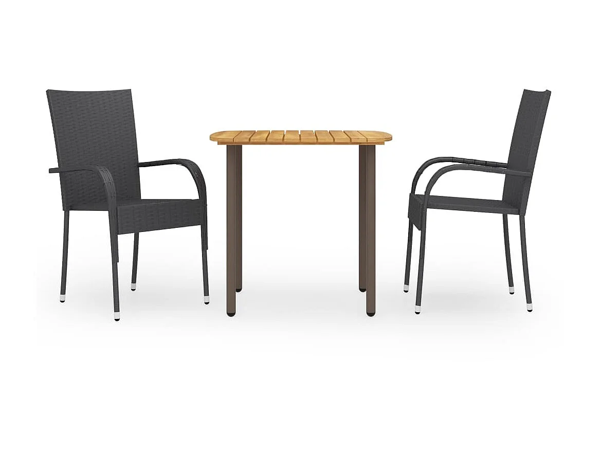 Ensemble de salle à manger de jardin 3 pcs Résine tressée Noir 2