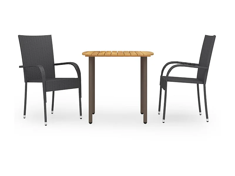 Ensemble de salle à manger de jardin 3 pcs Résine tressée Noir 2