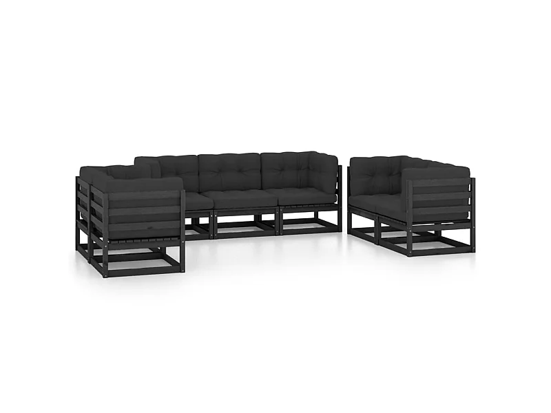 Salon de jardin 7 pcs avec coussins Bois de pin massif 46