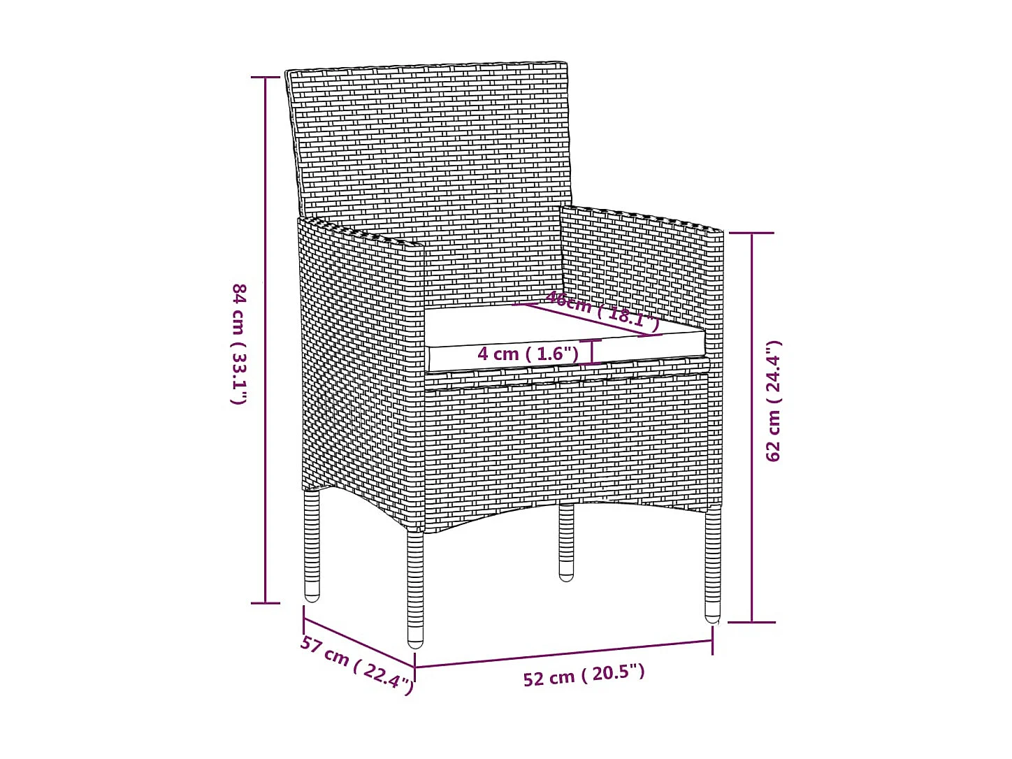 Ensemble de salle à manger de jardin et coussins 7pcs Gris-noir