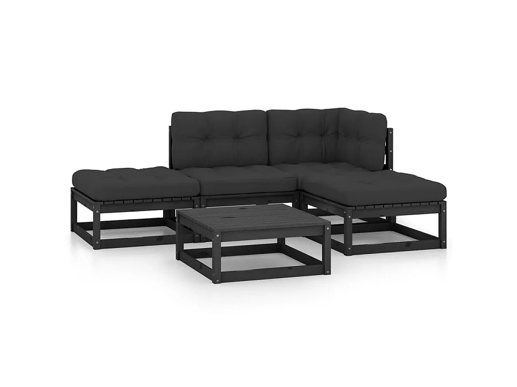 Salon de jardin 5 pcs avec coussins Bois de pin massif 59