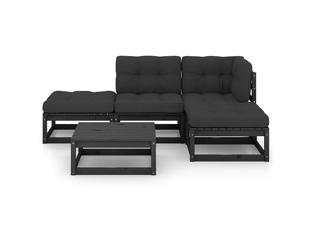 Salon de jardin 5 pcs avec coussins Bois de pin massif 59