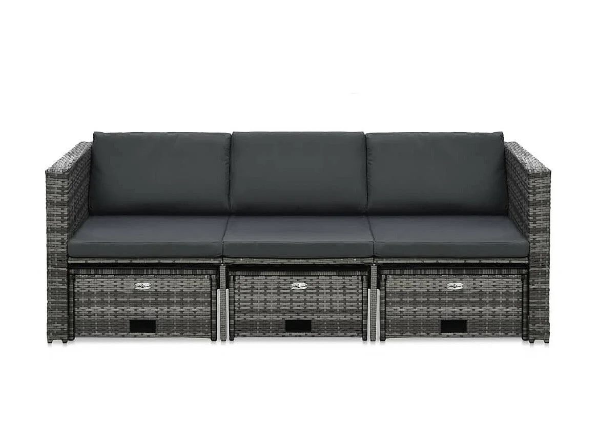 Salon de jardin 4 pcs avec coussins Résine tressée Gris 13