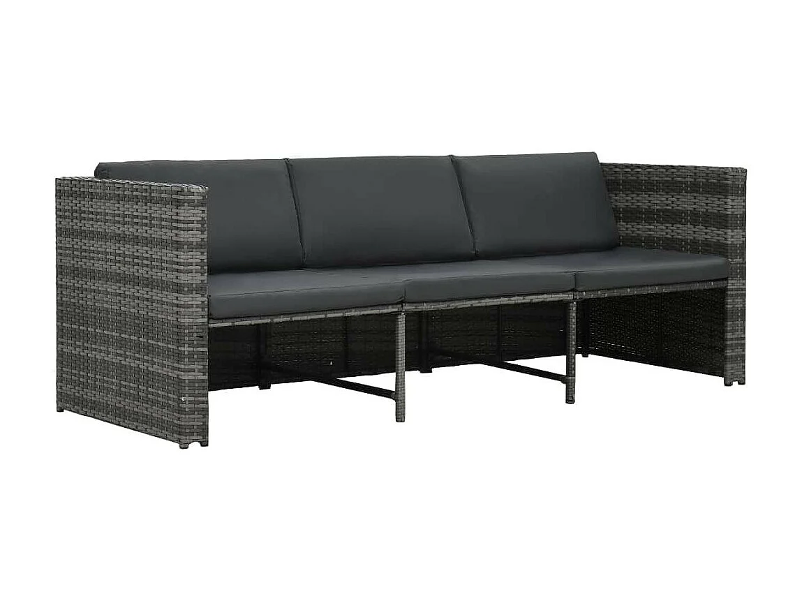 Salon de jardin 4 pcs avec coussins Résine tressée Gris 13