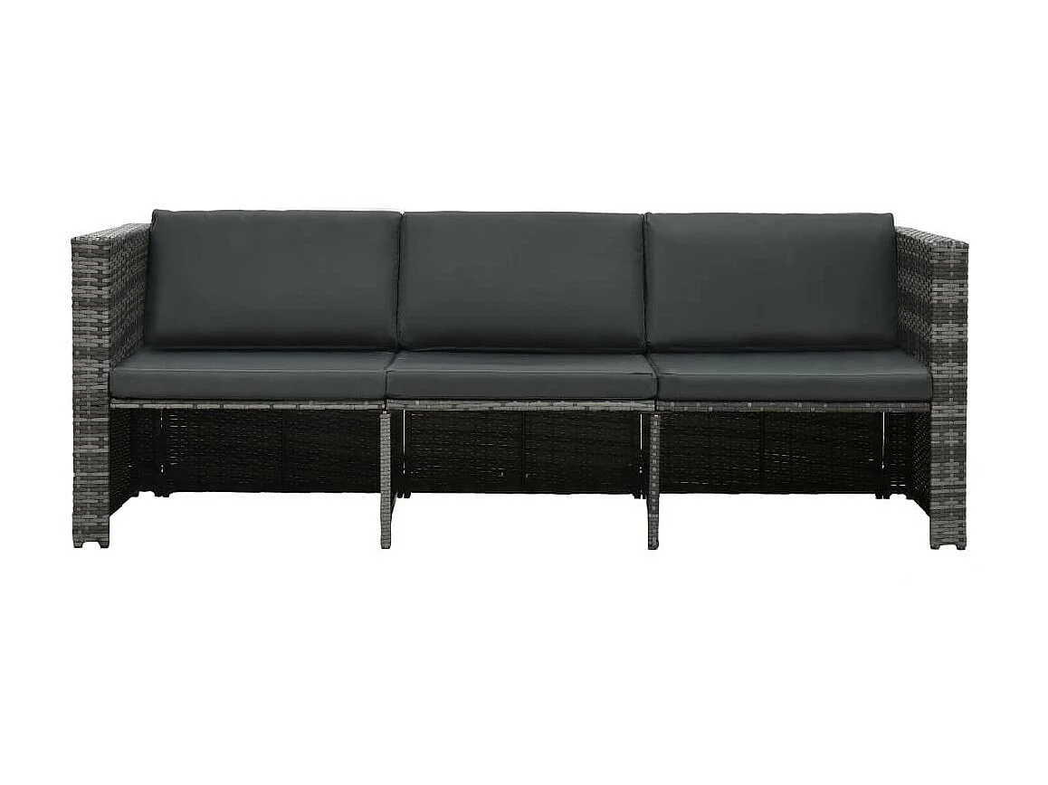 Salon de jardin 4 pcs avec coussins Résine tressée Gris 13