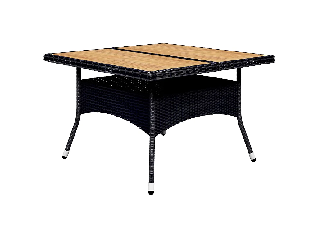 Ensemble à dîner de jardin 9 pcs Résine tressée et acacia Noir 2