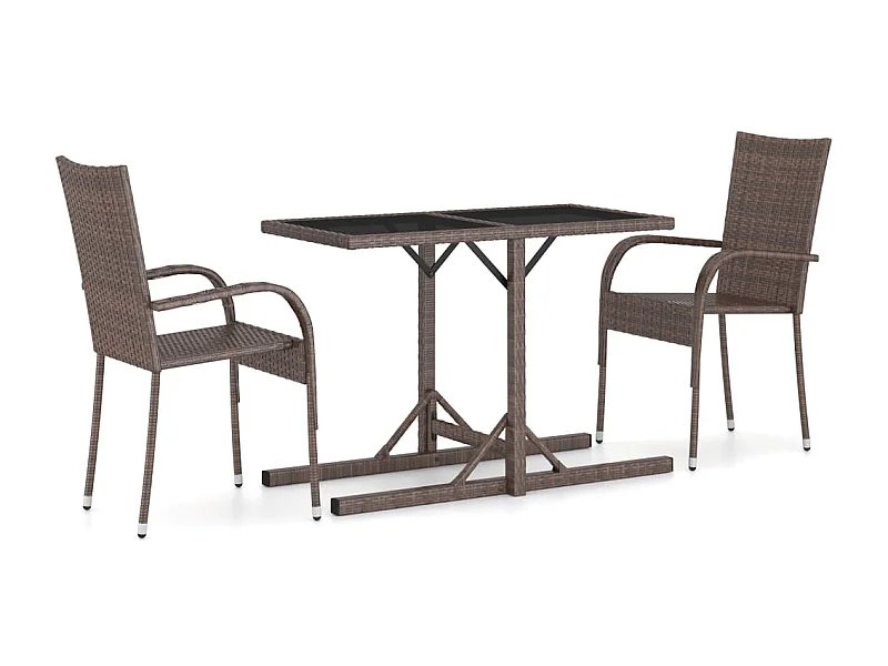 Ensemble de salle à manger de jardin 3 pcs Marron 21