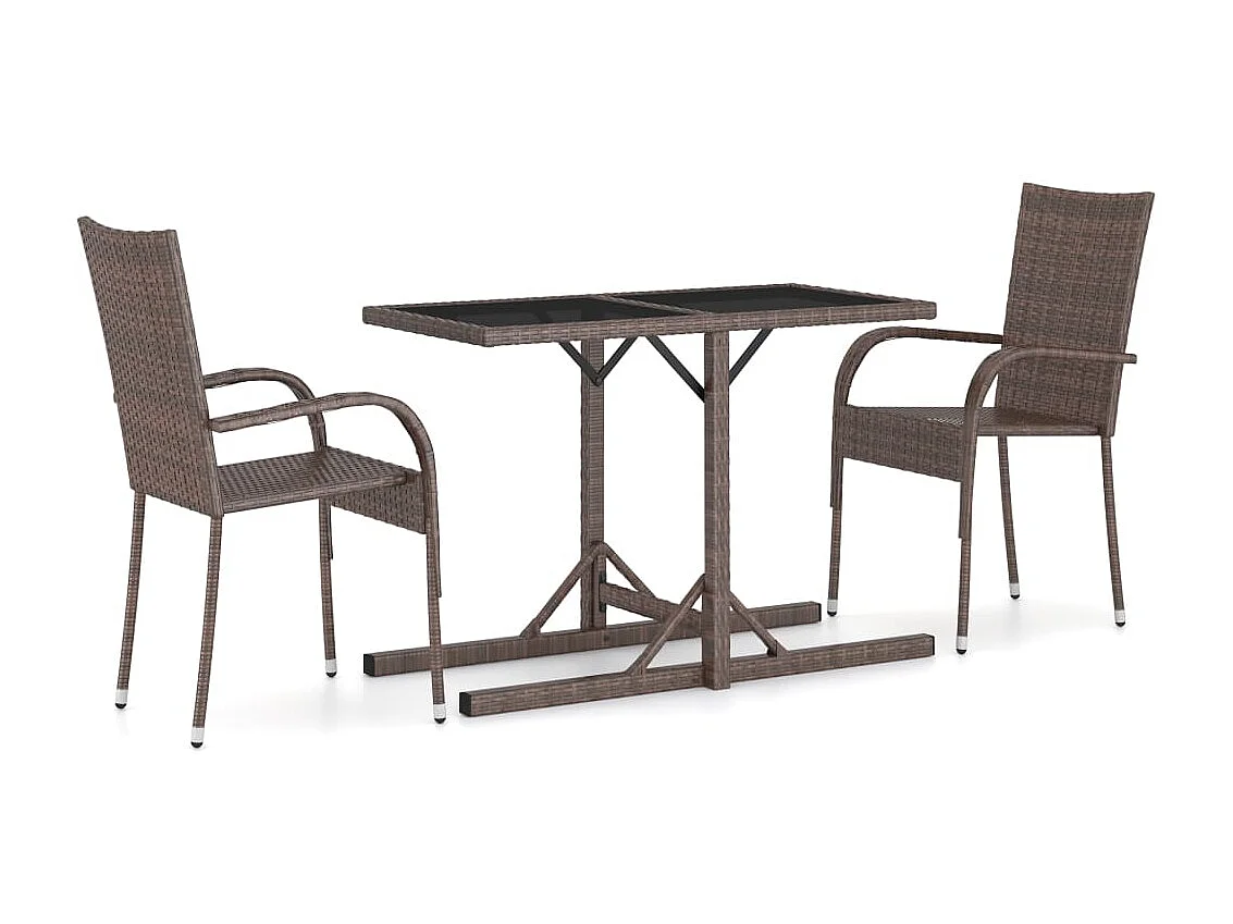 Ensemble de salle à manger de jardin 3 pcs Marron 21
