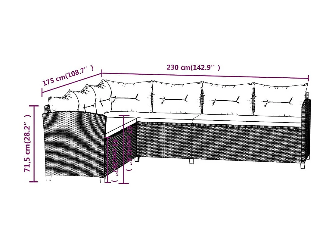 Salon de jardin 6 pcs avec coussins Résine tressée Gris 3