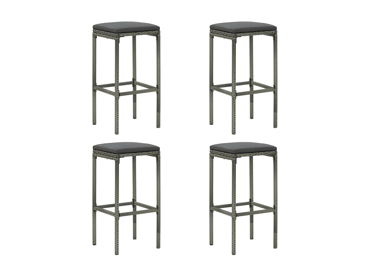 Ensemble de bar de jardin 9 pcs et coussins Résine tressée Gris 2