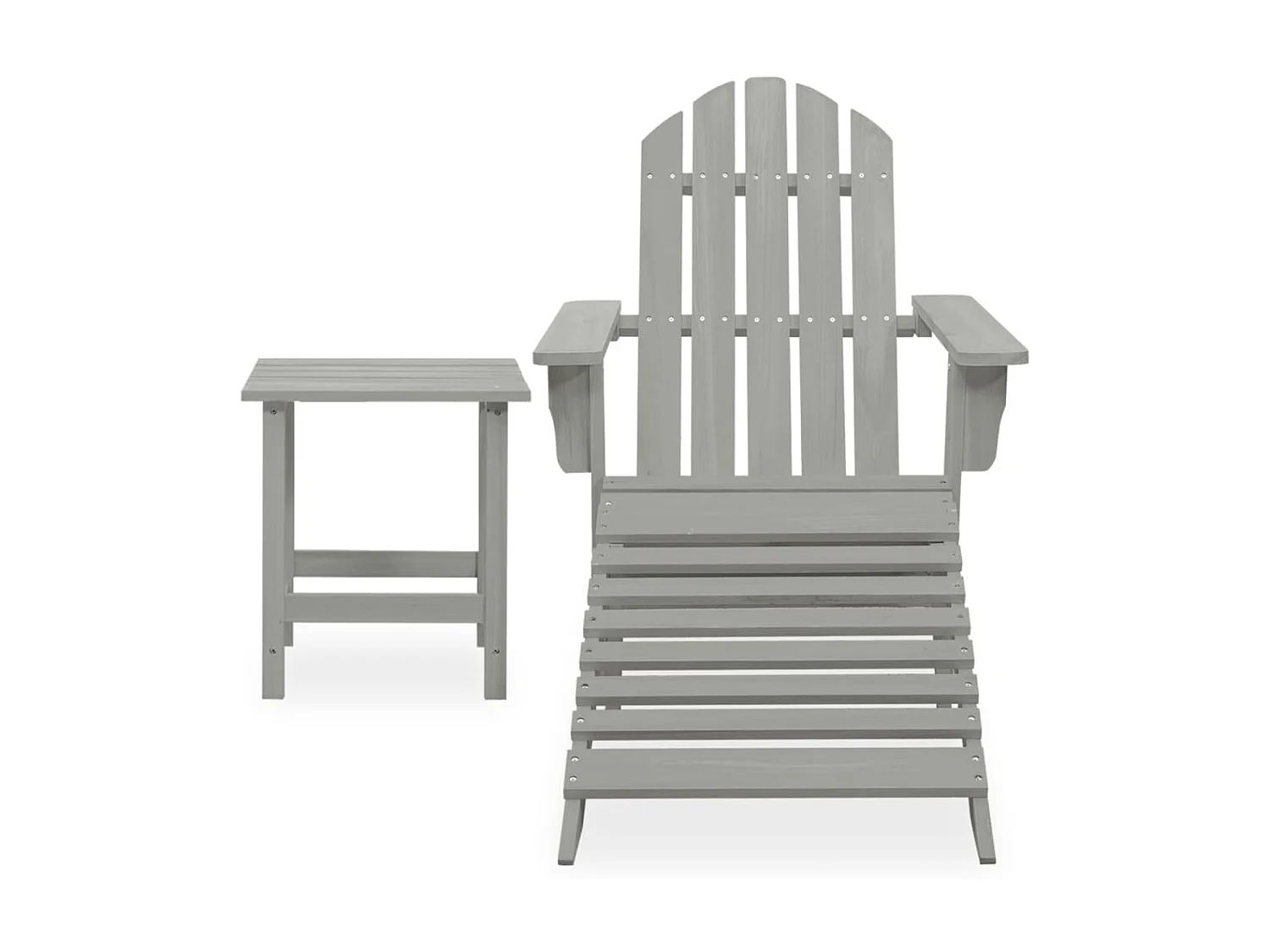 Chaise de jardin Adirondack avec pouf et table Sapin Gris