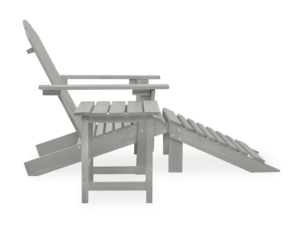 Chaise de jardin Adirondack avec pouf et table Sapin Gris