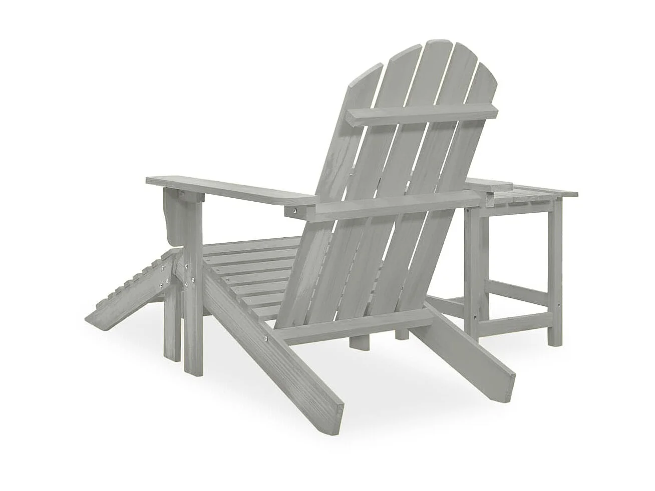 Chaise de jardin Adirondack avec pouf et table Sapin Gris