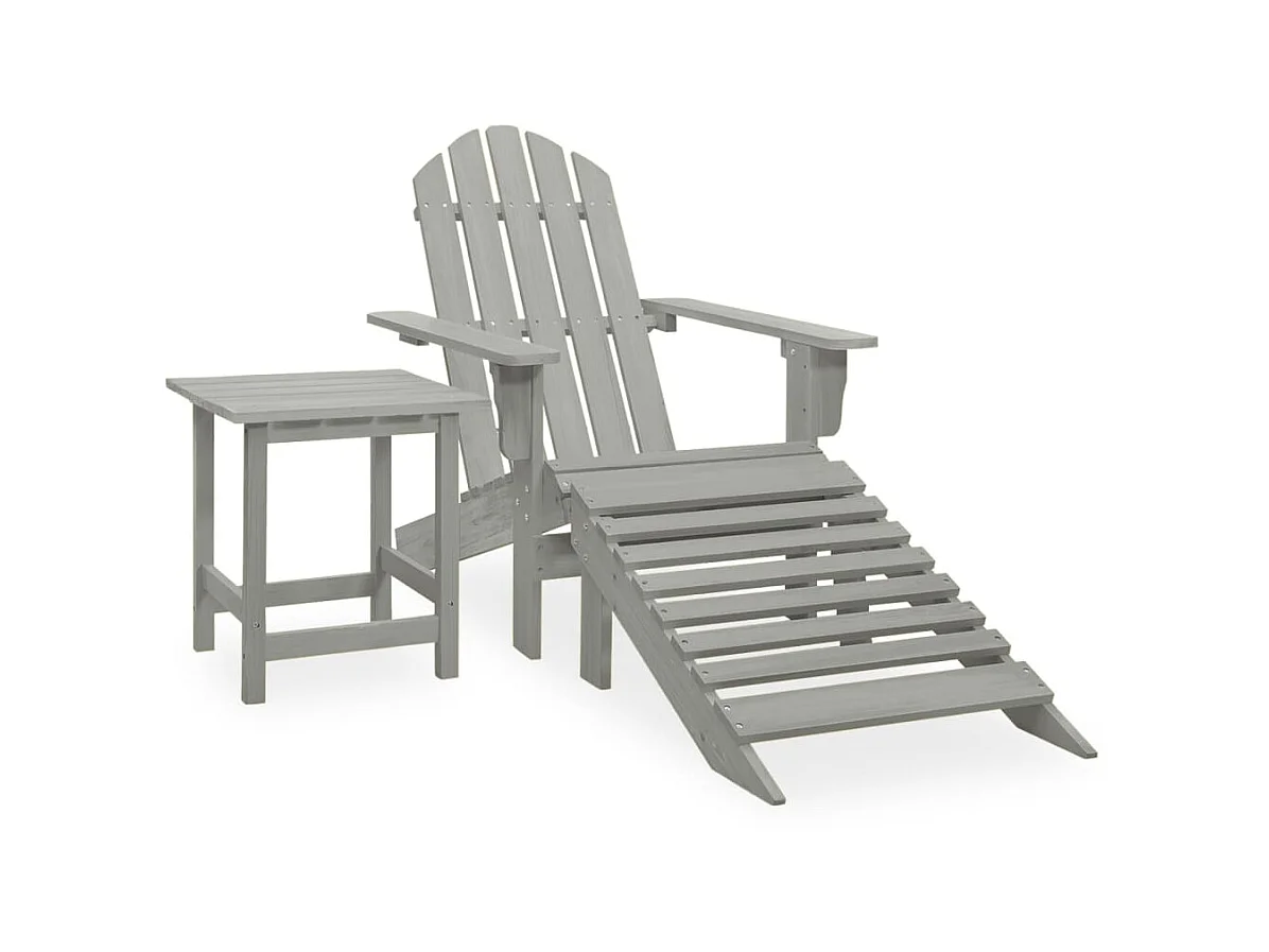 Chaise de jardin Adirondack avec pouf et table Sapin Gris