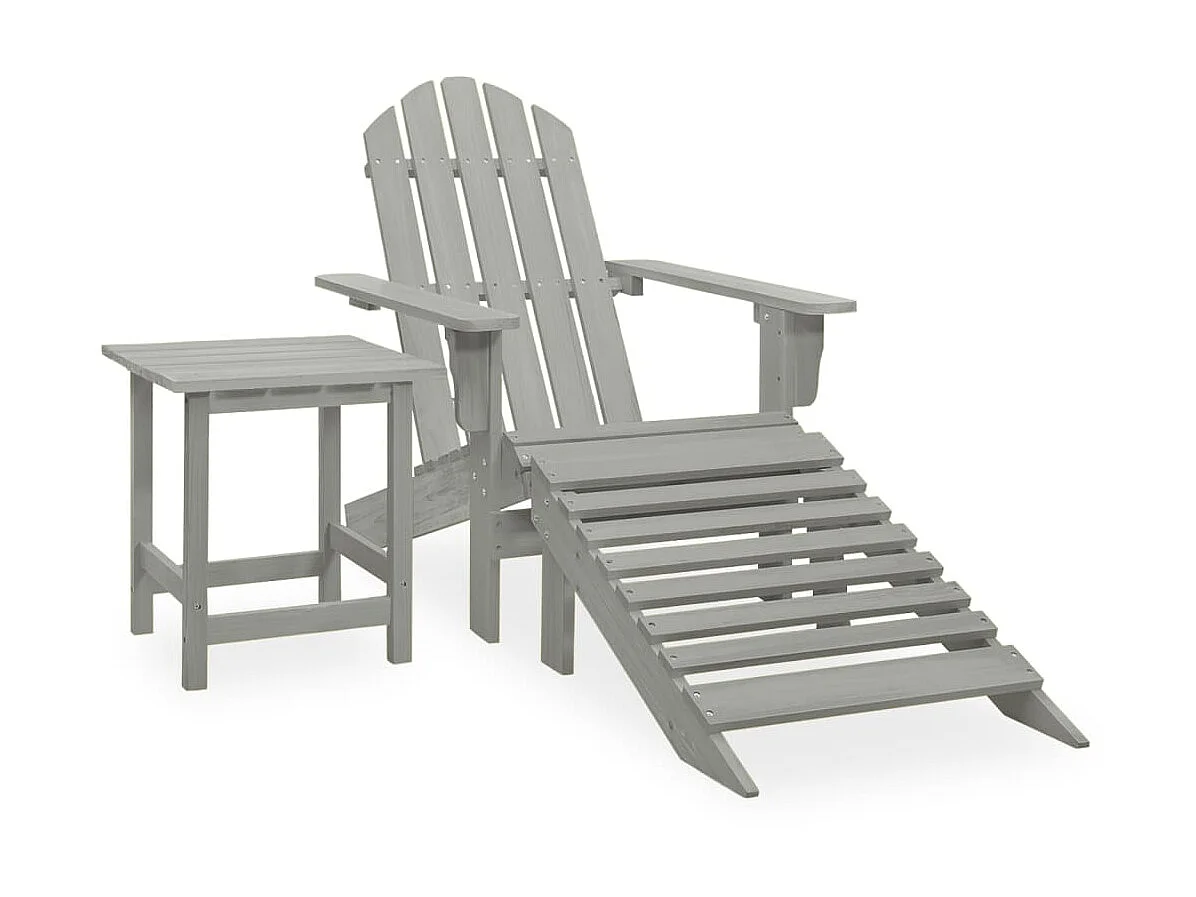 Chaise de jardin Adirondack avec pouf et table Sapin Gris