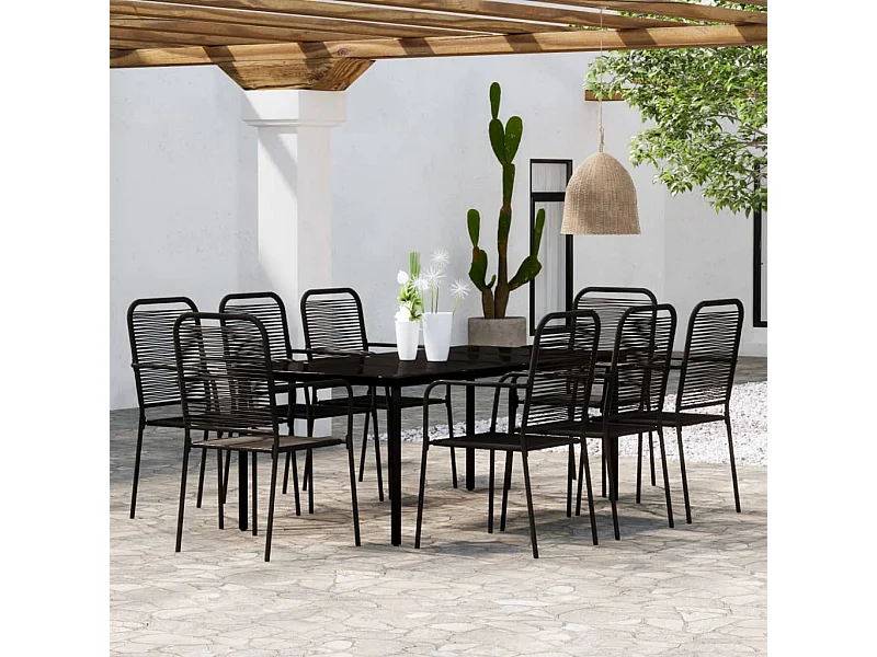 Ensemble de salle à manger de jardin 9 pcs Noir 18