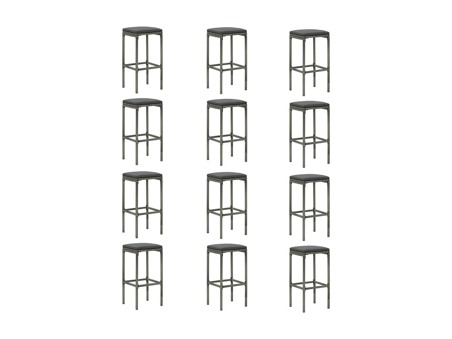 Meuble de bar de jardin 16 pcs et coussins Résine tressée Gris