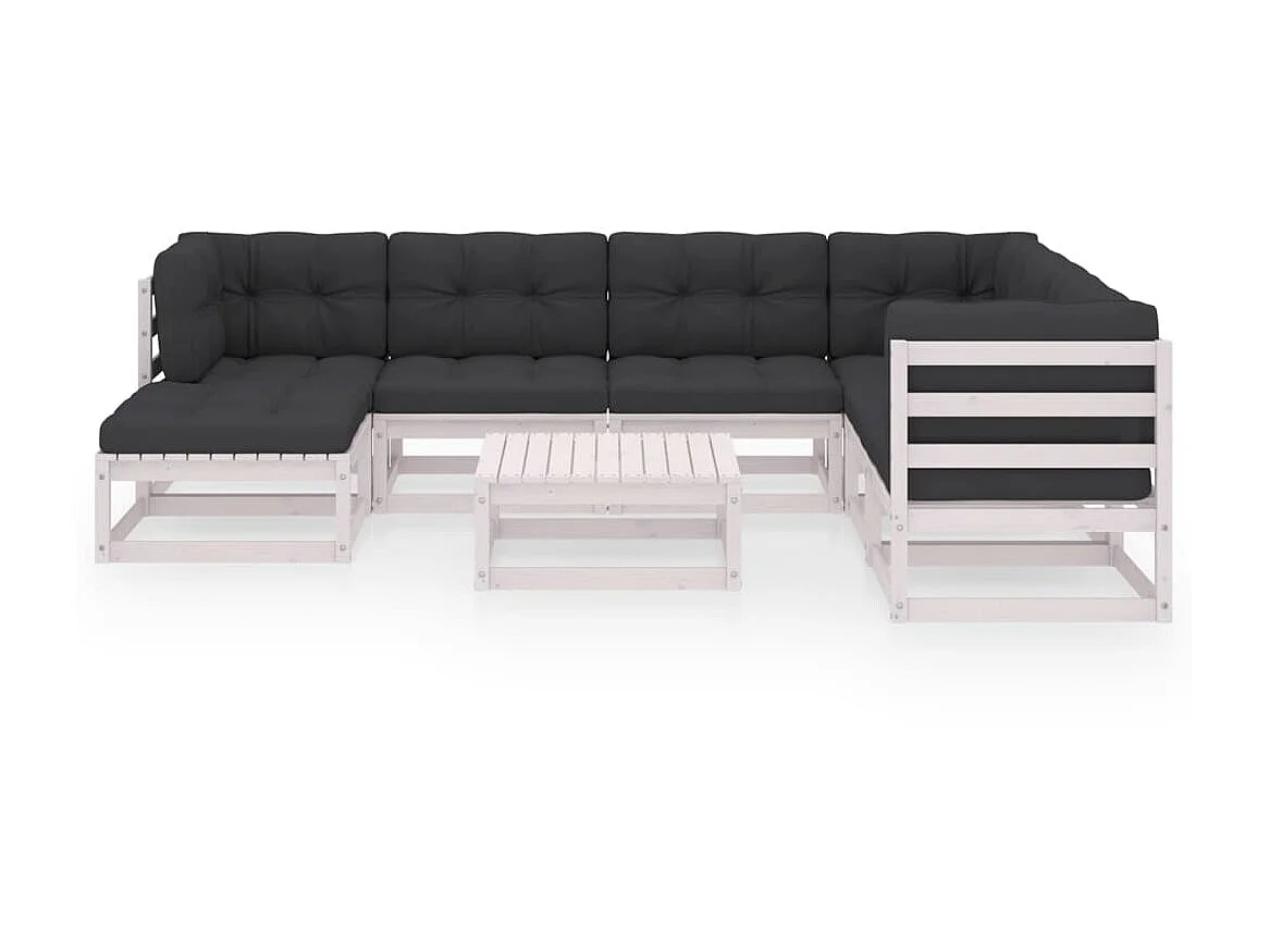 Salon de jardin 8 pcs avec coussins Bois de pin massif 61
