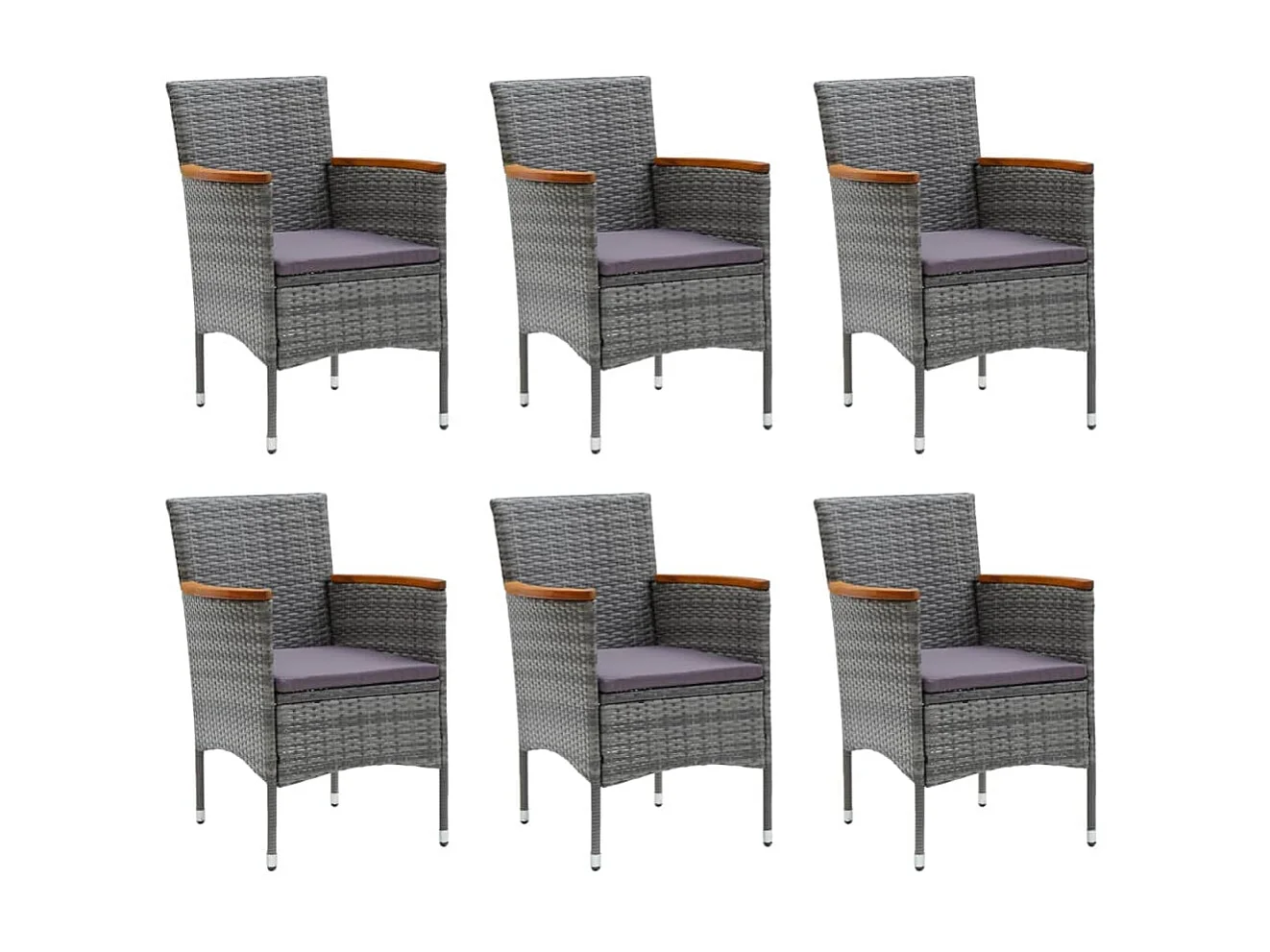 Mobilier à dîner de jardin et coussins 7pcs Résine tressée Gris 4