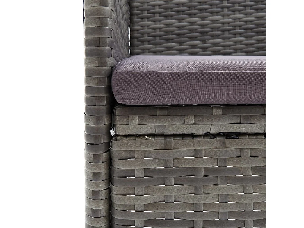 Mobilier à dîner de jardin et coussins 7pcs Résine tressée Gris 4