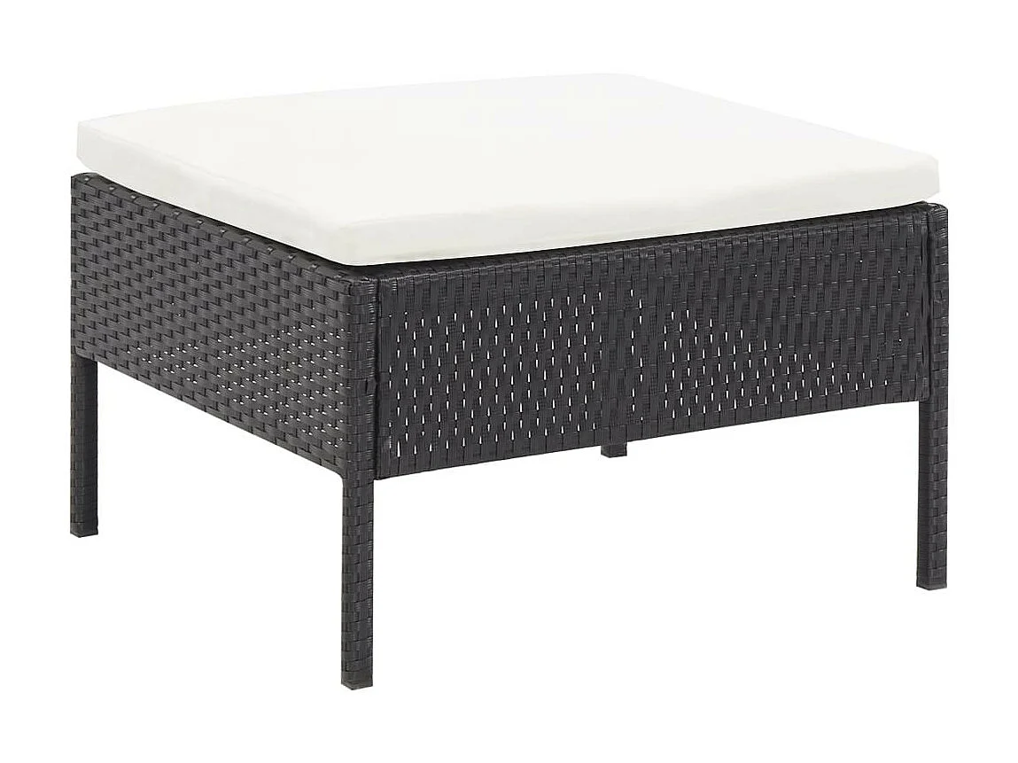 Salon de jardin 3 pcs avec coussins Résine tressée Noir 6